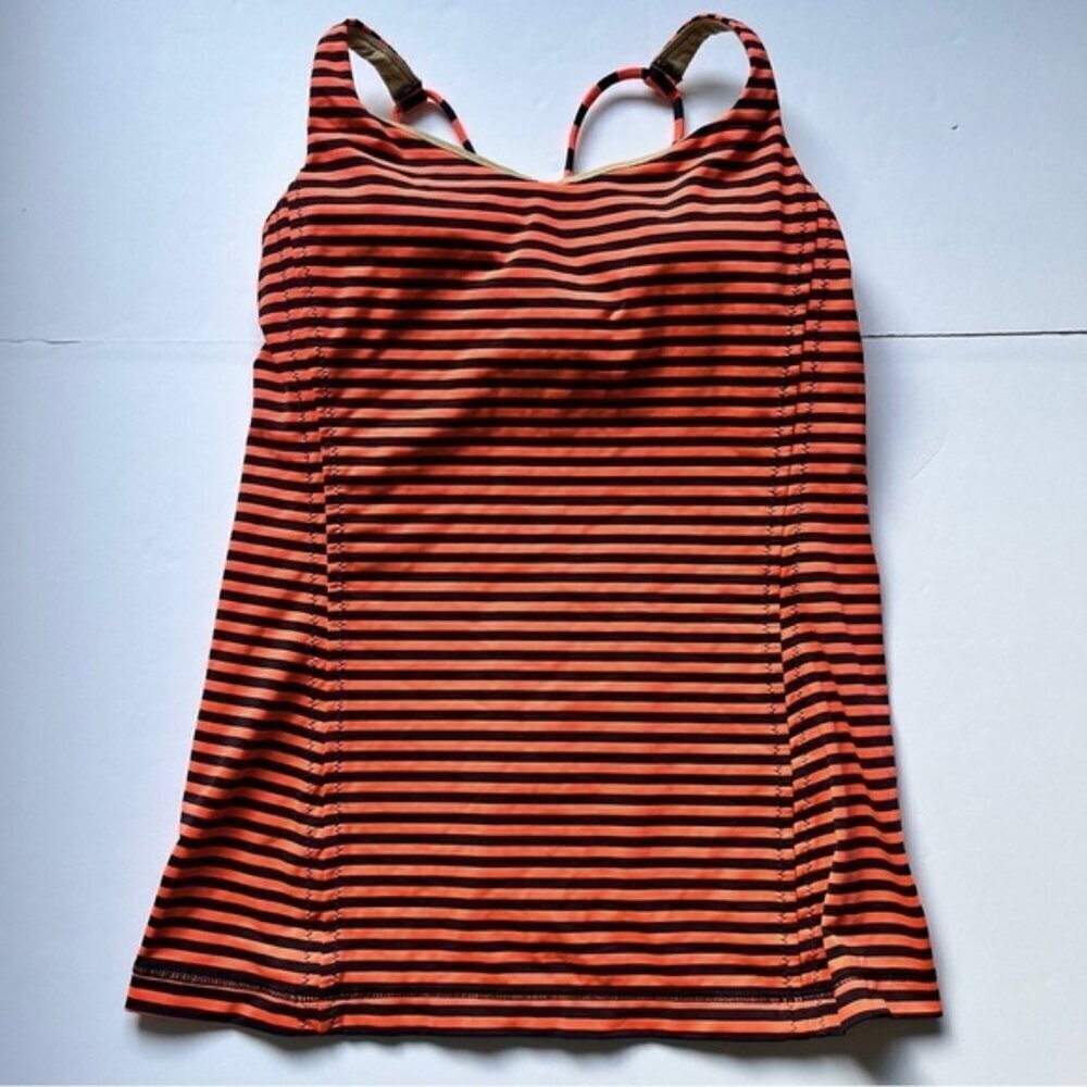 Fairy Fashion๐งต๐ง Lululemon Tank Top Orange Navy Blue sz S - Picture 5 of 14